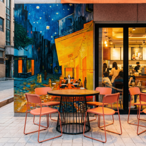 an outdoor caf scene featuring modern minimalist 1770241376313